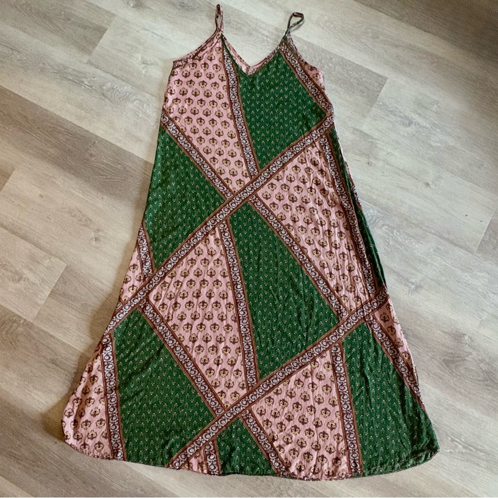 NATURAL LIFE Green and Pink Patchwork Maxi Dress - Picture 9 of 13